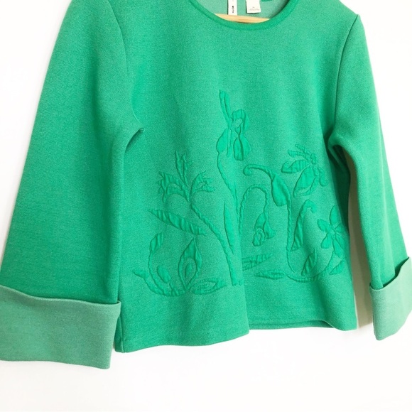 Anthropologie month green floral, embossed top - Picture 4 of 11